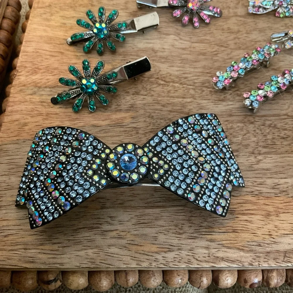 Vintage Hair Accessories, Rhinestones, Barrettes, banana clips, multicolor